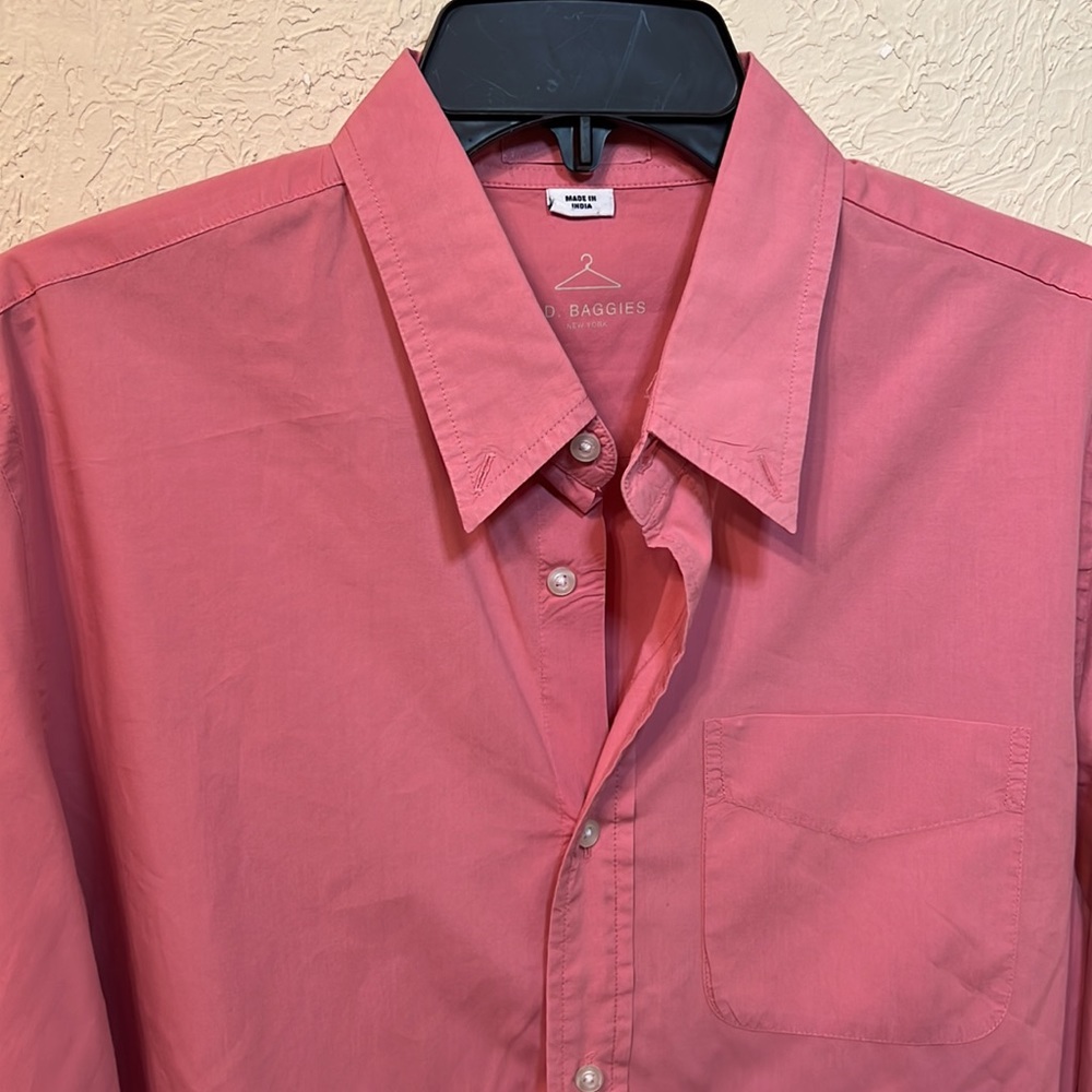 B.D. Baggies Mens Pink Long Sleeve Button Down Shirt